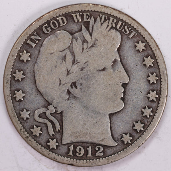 1912-D Barber Half Dollar, Very Good Circulated Coin, Store #H912D01