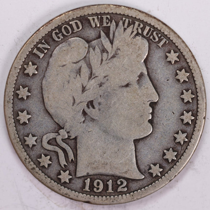 1912-D Barber Half Dollar, Very Good Circulated Coin, Store