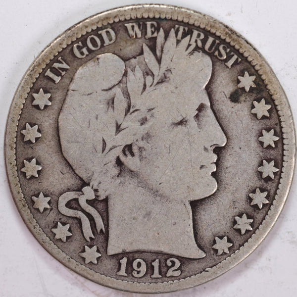 1912-D Barber Half Dollar, Very Good Circulated Coin, Store #H912D02