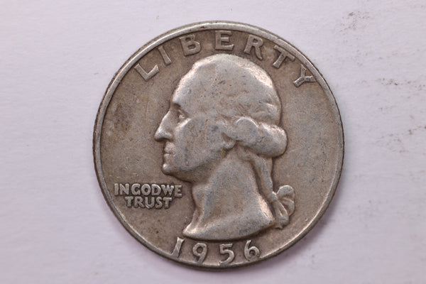 1956 Washington Silver Quarter, Affordable Circulated Collectible Coin. Sale #0353605