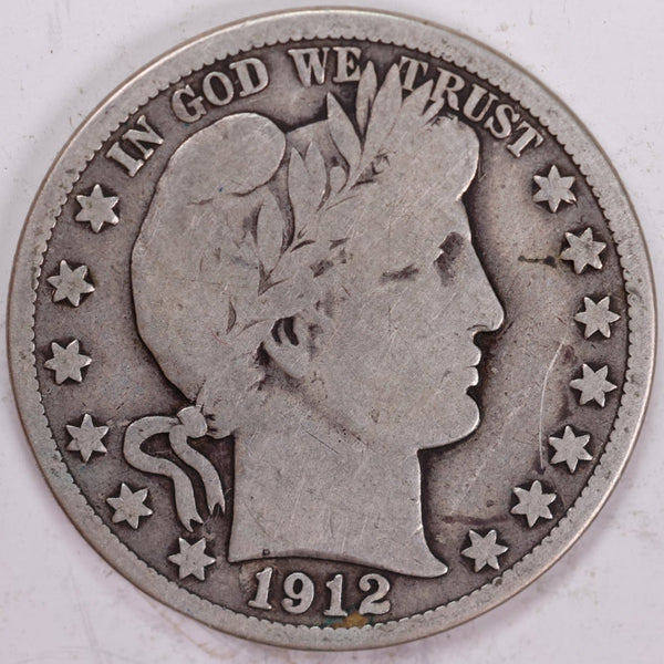 1912-S Barber Half Dollar, Very Good+ Circulated Coin, Store #H912S02