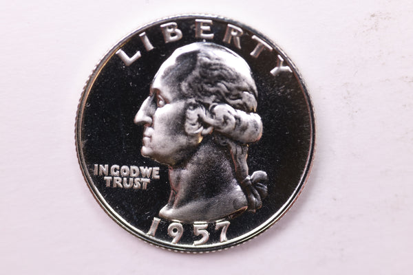 1957 Proof Washington Silver Quarter, Affordable Uncirculated Collectible Coin. Sale #0353611