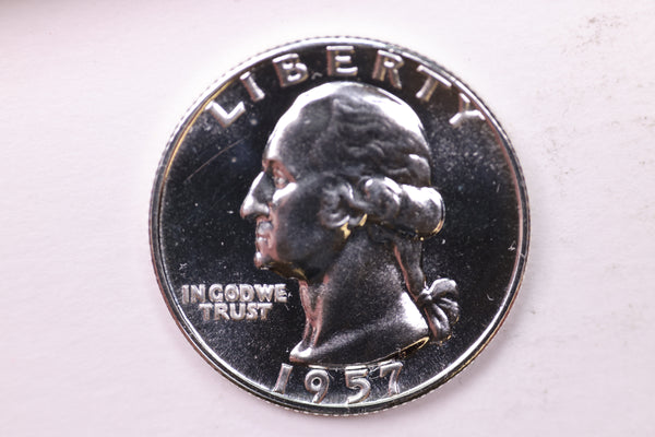 1957 Proof Washington Silver Quarter, Affordable Uncirculated Collectible Coin. Sale #0353613