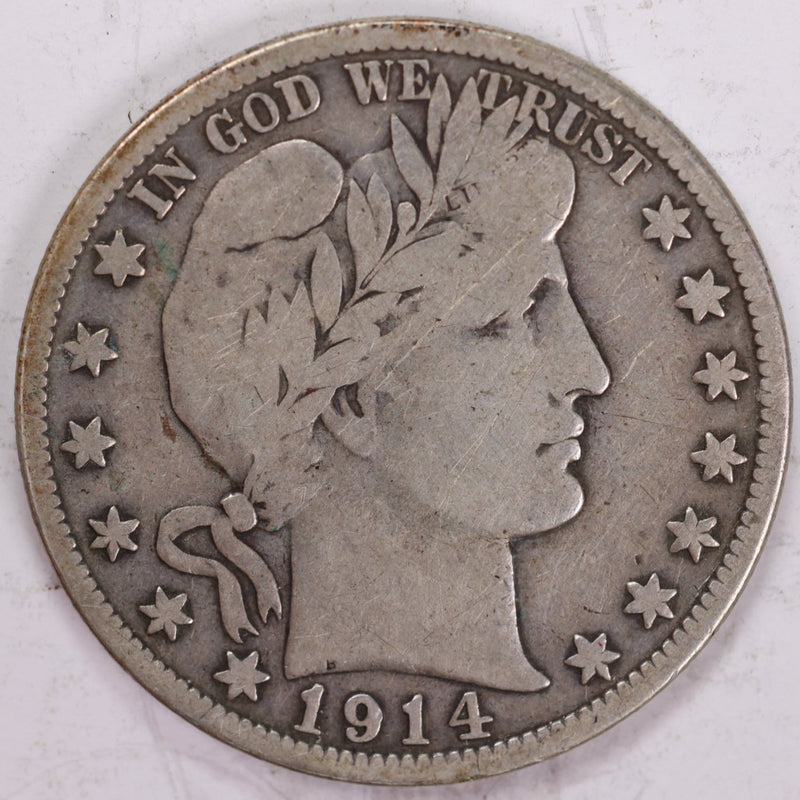 1914-S Barber Half Dollar, Very Good Circulated Coin, Store