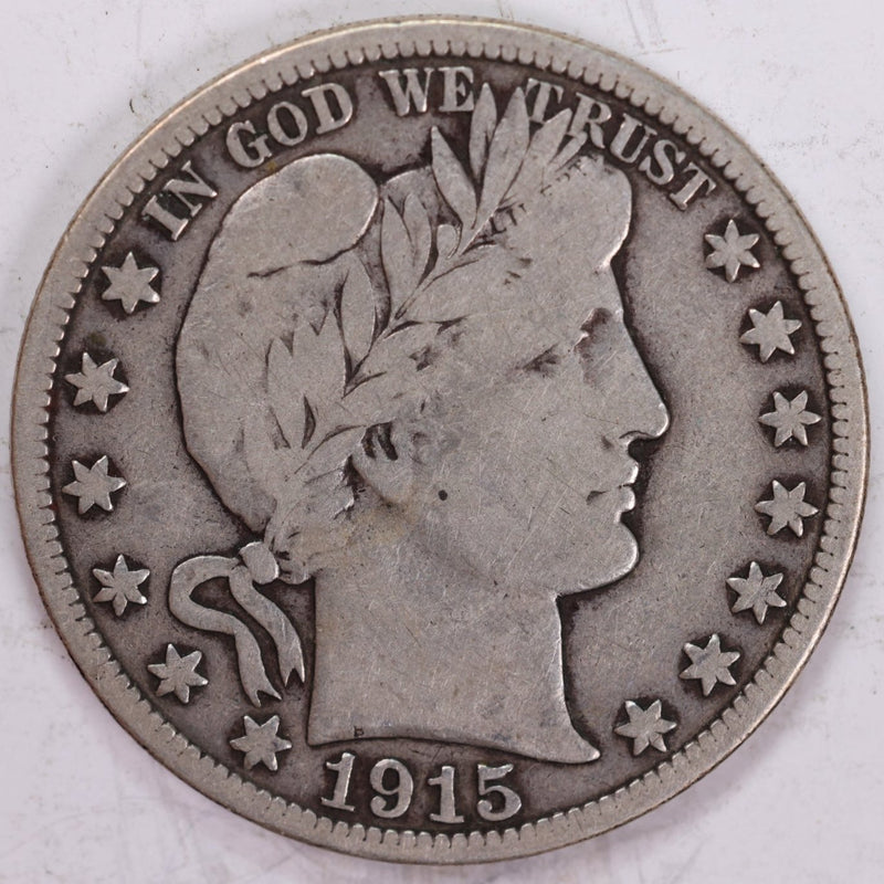 1915-S Barber Half Dollar, Fine Circulated Coin, Store