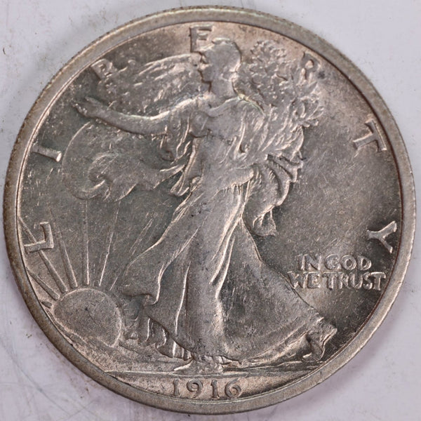 1916 Walking Liberty Half Dollar, About Uncirculated Coin, Store #H916.01