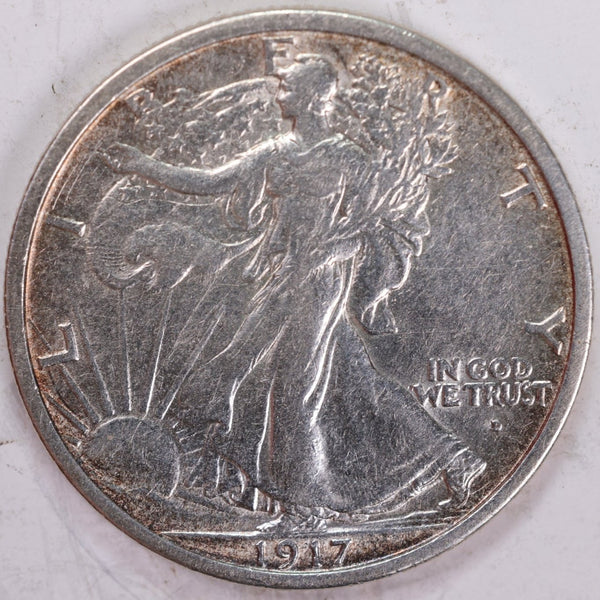 1917 Walking Liberty Half Dollar, Mint State Coin, Detials - scratched obverse, Store #H917.03