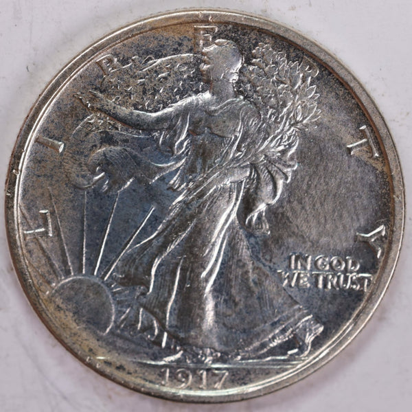 1917-S (rev) Walking Liberty Half Dollar, About Uncirculated Coin, Store #H917S03