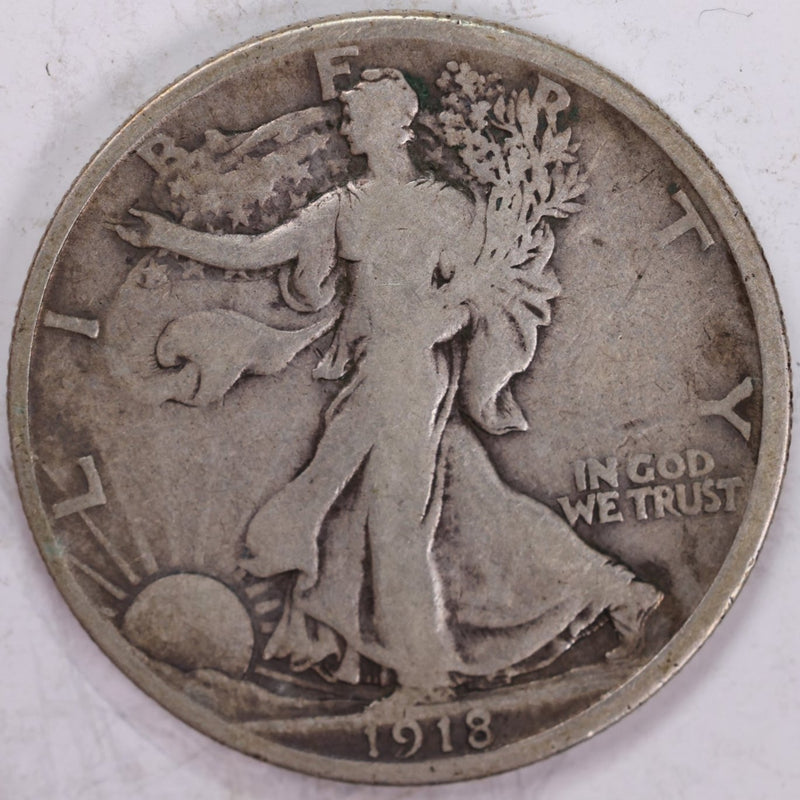 1918 Walking Liberty Half Dollar, Fine Circulated Coin, Store