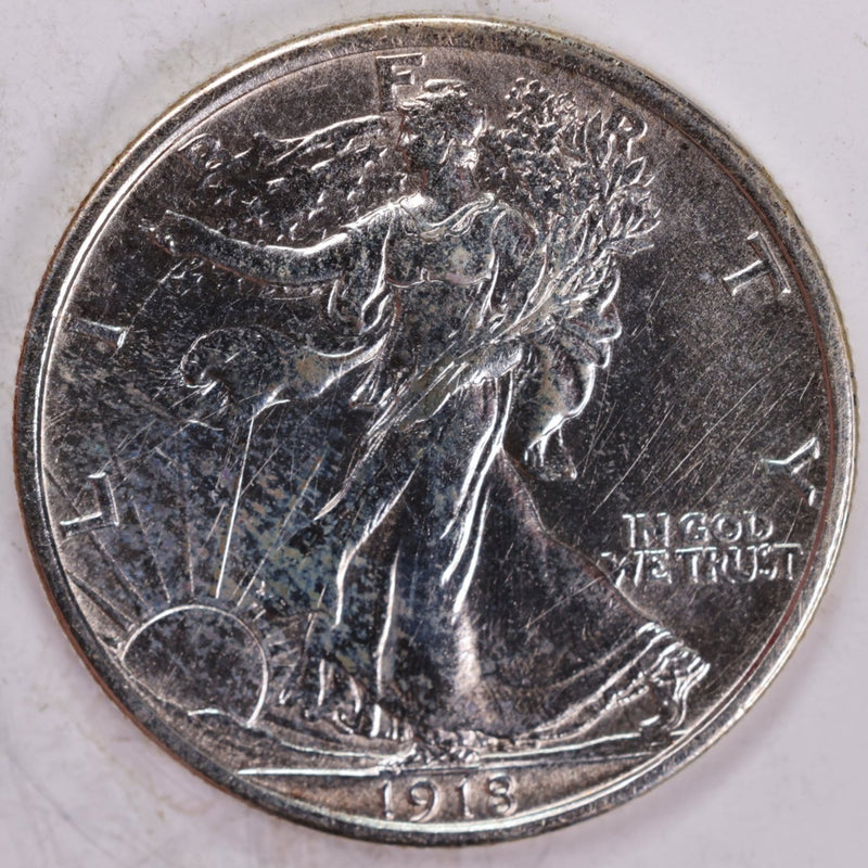 1918 Walking Liberty Half Dollar, About Uncirculated Coin, Nice Slider, Store