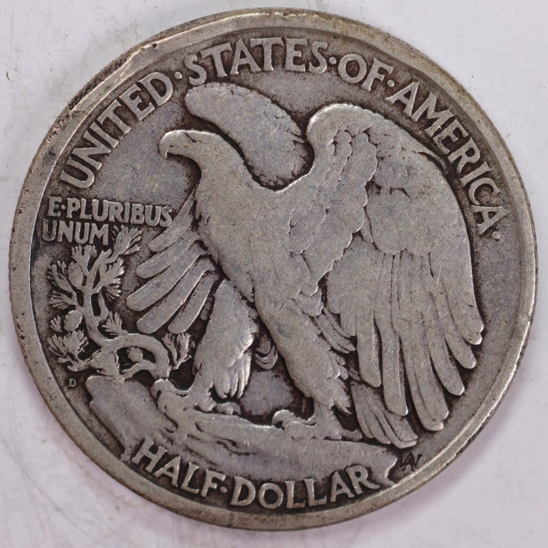 1918-D Walking Liberty Half Dollar, Very Fine Circulated Coin (details - rim dings), Store