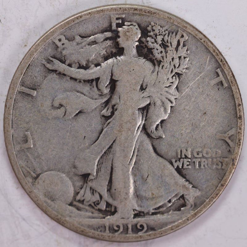 1919 Walking Liberty Half Dollar, Very Good Circulated Coin, Store