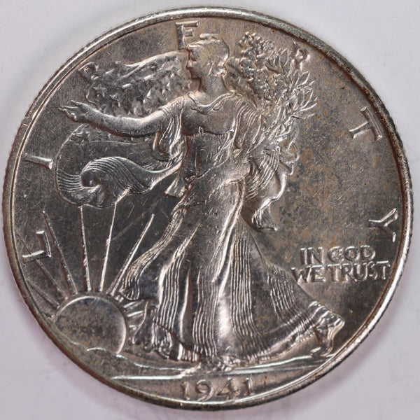 1941-D Walking Liberty Half Dollar, About Uncirculated+ Coin, Nice Slider, Store #H941D03