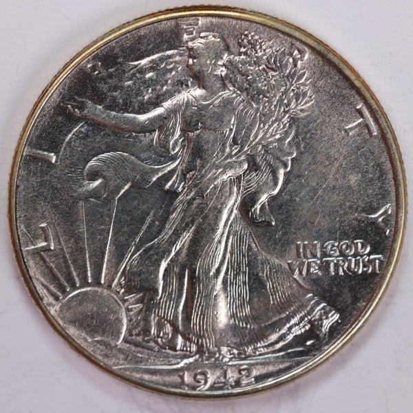 1942 Walking Liberty Half Dollar, About Uncirculated Coin, Store #H942.02