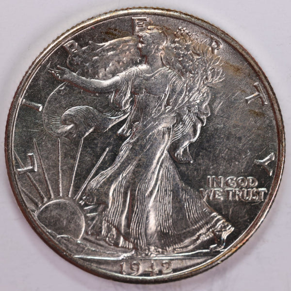 1942-D Walking Liberty Half Dollar, About Uncirculated Coin, Store #H942D01