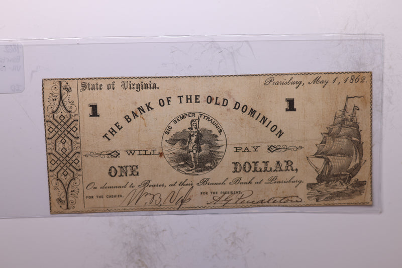 1862 $1, PEARISBURG, VA., Obsolete Currency., Store