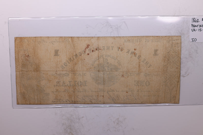 1862 $1, PEARISBURG, VA., Obsolete Currency., Store