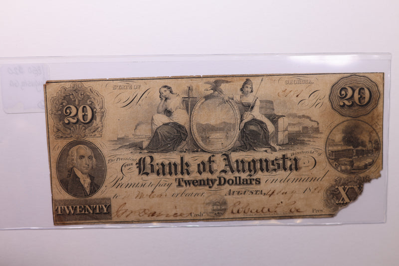 1850 $20, Bank of Augusta, GA., Obsolete Currency., Store