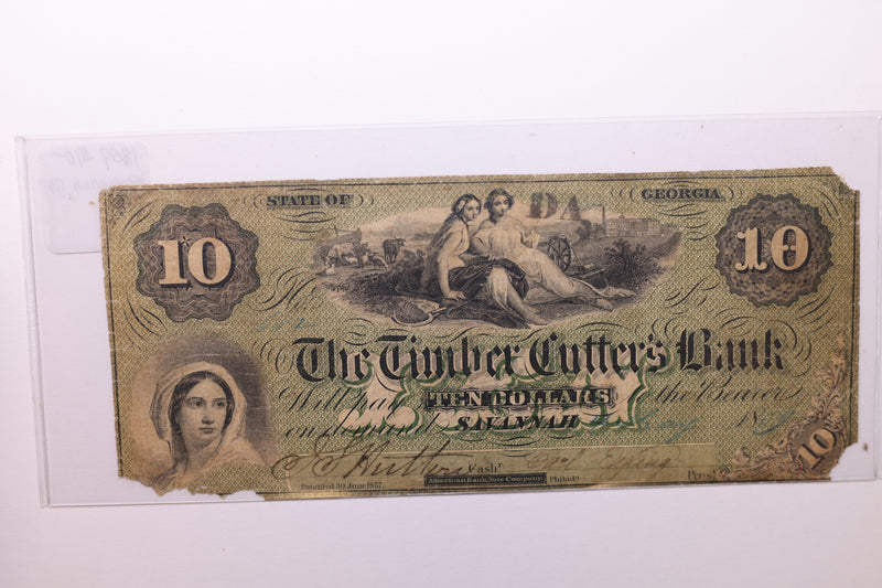 1859 $10., The Timber Cutter's Bank, GA., Obsolete Currency., Store