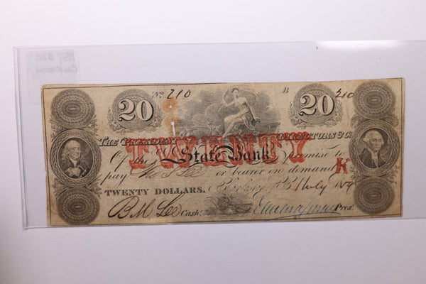 1859 $20., STATE BANK, CHARLESTON, S.C., Obsolete Currency., Store #SC007.