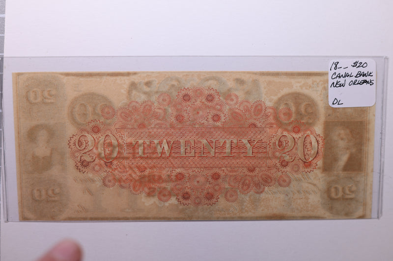 18__ $20., CANAL BANK., New Orleans, LA., Obsolete Currency., Store