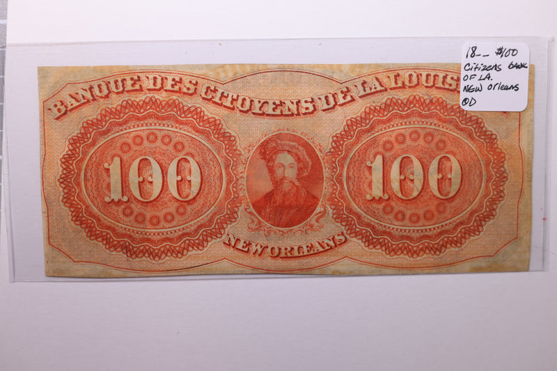 18__ $100, Citizens Bank of LOUISIANA., Obsolete Currency., Store