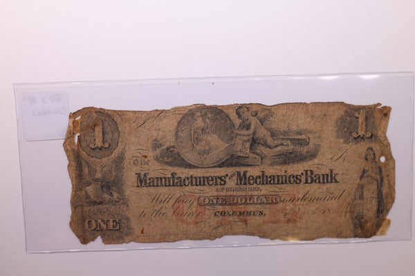 1800's Manufacturers' Mechanics Bank, Ohio., Obsolete Currency., Store #OH001