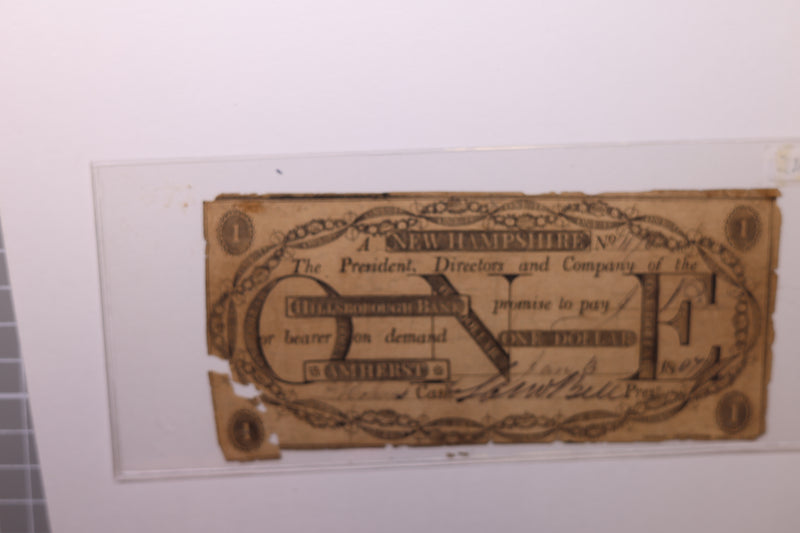 1807 $1., HILLSBOROUGH Bank, New Hampshire., Obsolete Currency., Store