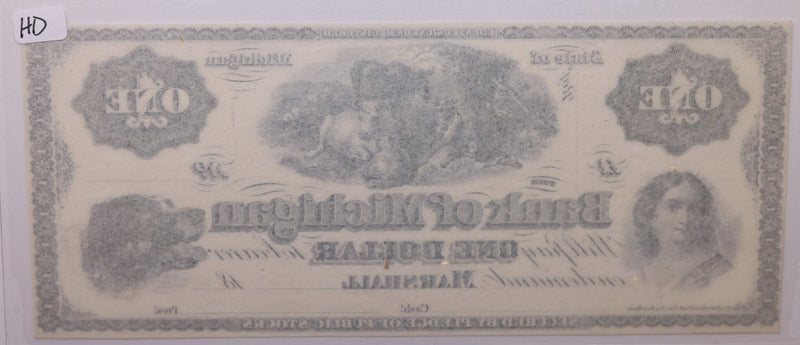 18__ $1., Remainder, Bank of Michigan., Marshall., Obsolete Currency., Store