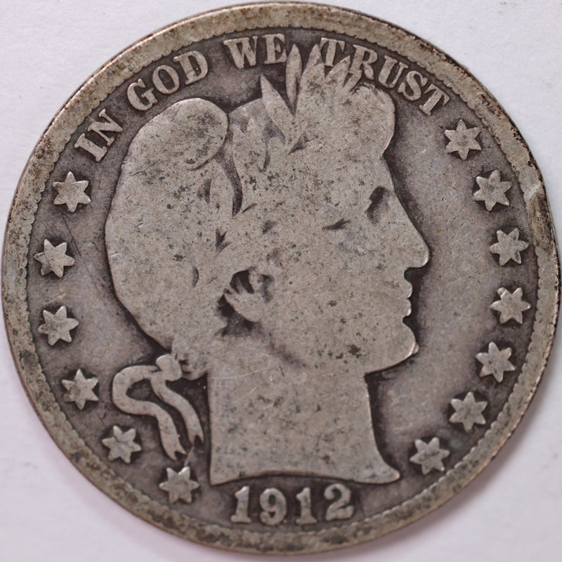 1912 Barber Half Dollar, Very Good Circulated Coin, Store