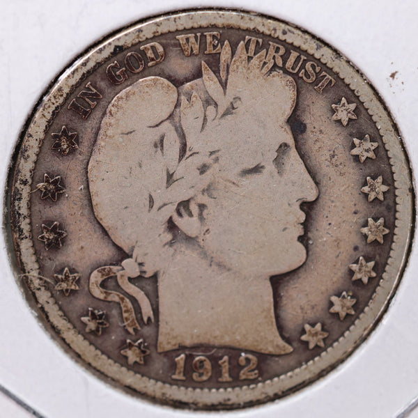 1912 Barber Half Dollar, Very Good Circulated Coin, Store #H912.05