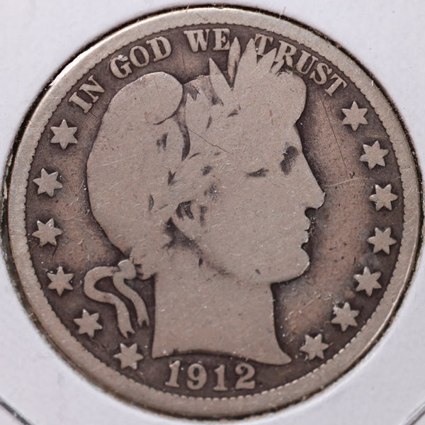 1912 Barber Half Dollar, Very Good Circulated Coin, Store #H912.06