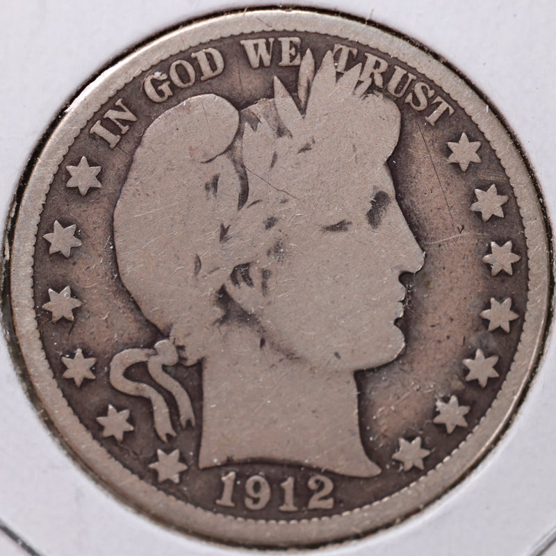 1912 Barber Half Dollar, Very Good Circulated Coin, Store