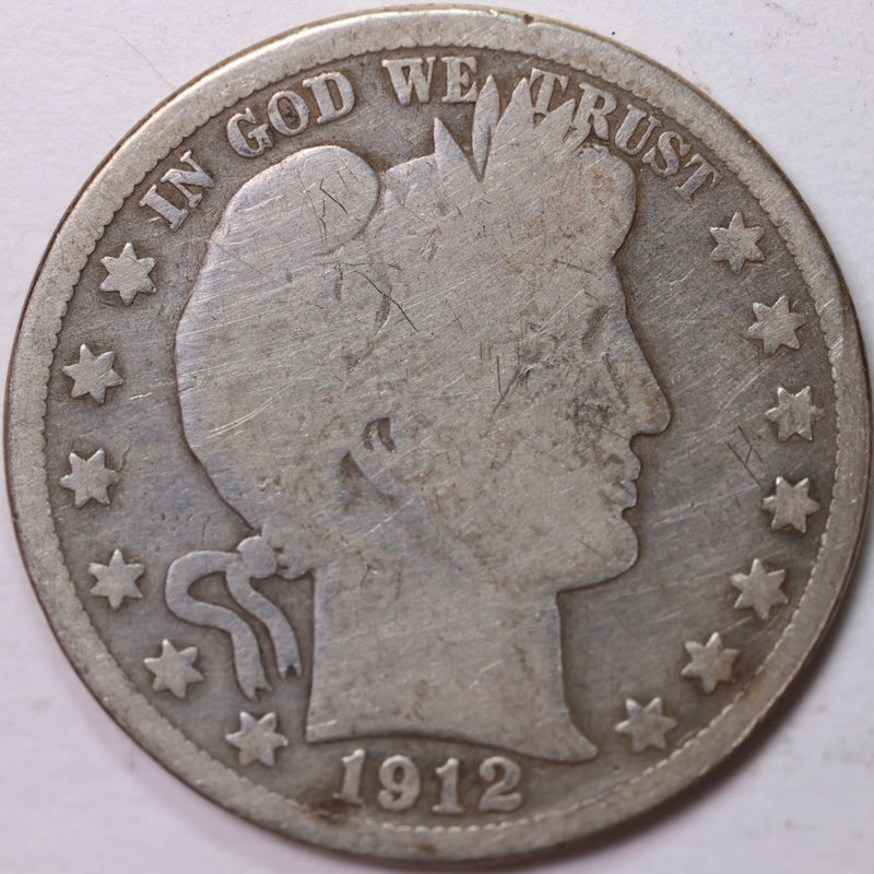 1912 Barber Half Dollar, About Good Circulated Coin, Store