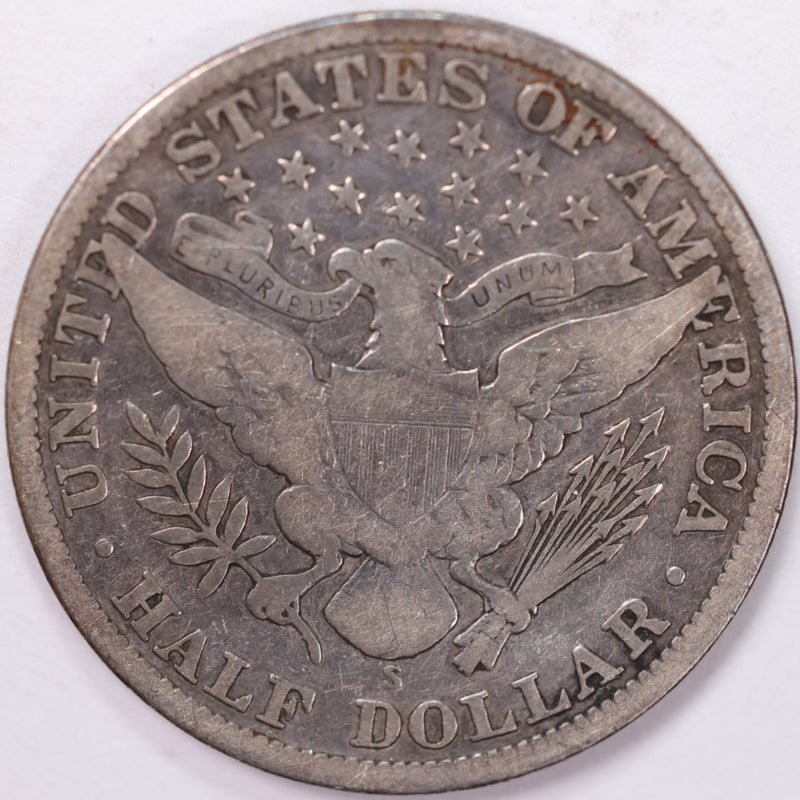 1912-S Barber Half Dollar, Very Good Circulated Coin, Store