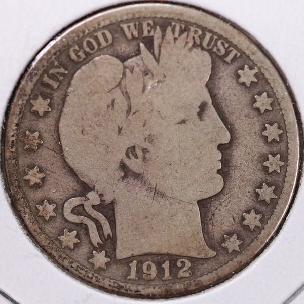 1912-S Barber Half Dollar, Good Circulated Coin, Store #H912S06