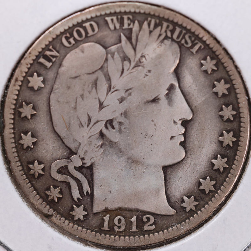 1912-S Barber Half Dollar, Very Good Circulated Coin, Store