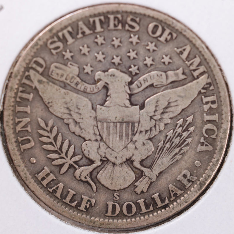 1912-S Barber Half Dollar, Very Good Circulated Coin, Store