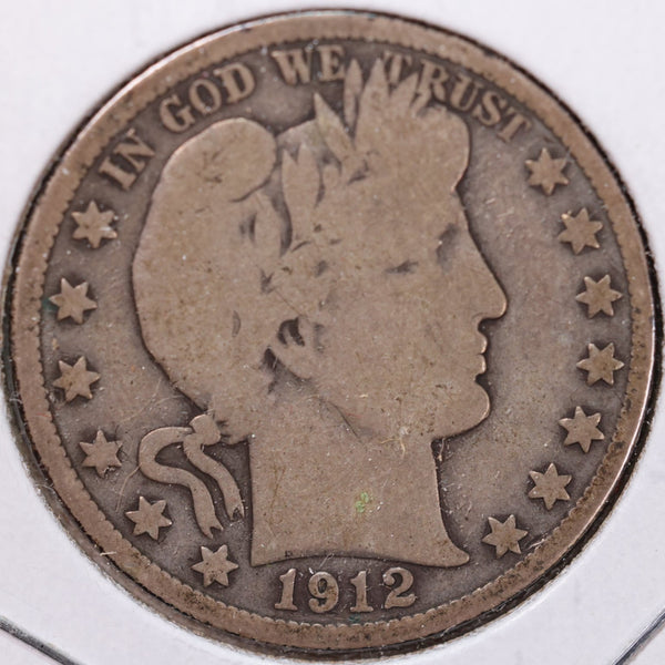 1912-S Barber Half Dollar, Very Good Circulated Coin, Store #H912S08