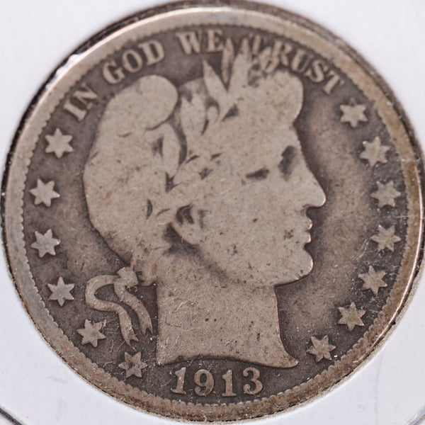 1913 Barber Half Dollar, Very Good Circulated Coin, Store #H913.06