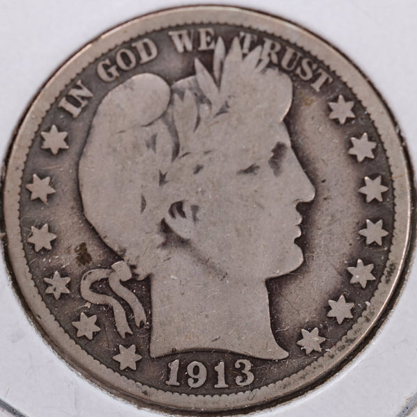 1913 Barber Half Dollar, Very Good Circulated Coin, Store #H913.09