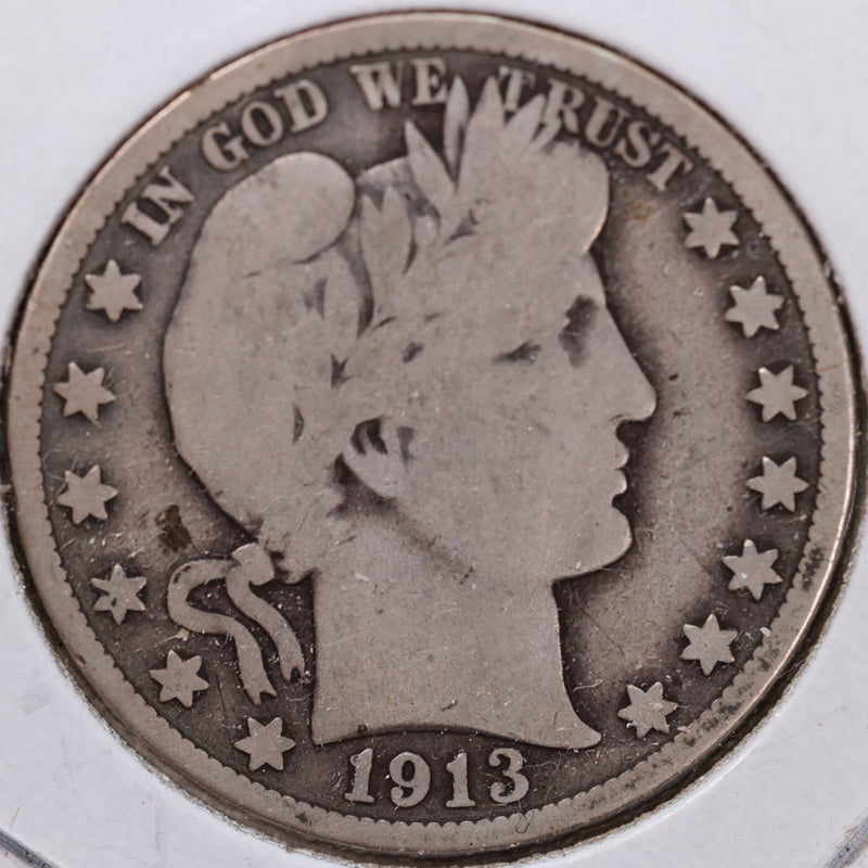 1913 Barber Half Dollar, Very Good Circulated Coin, Store