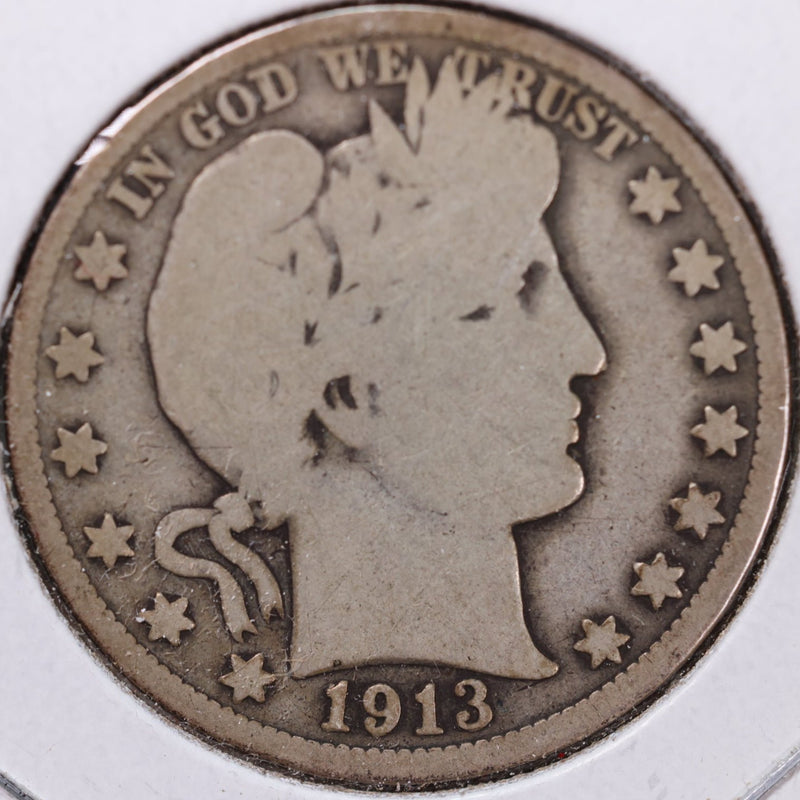 1913 Barber Half Dollar, Good+ Circulated Coin, Store