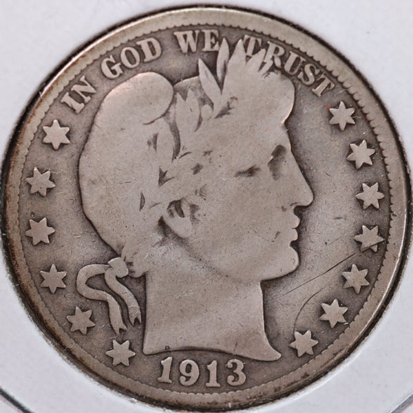 1913-D Barber Half Dollar, Very Good Circulated Coin, Store #H913D05