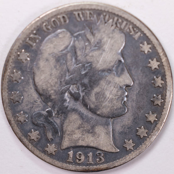 1913-S Barber Half Dollar, Fine Circulated Coin, Store #H913S03