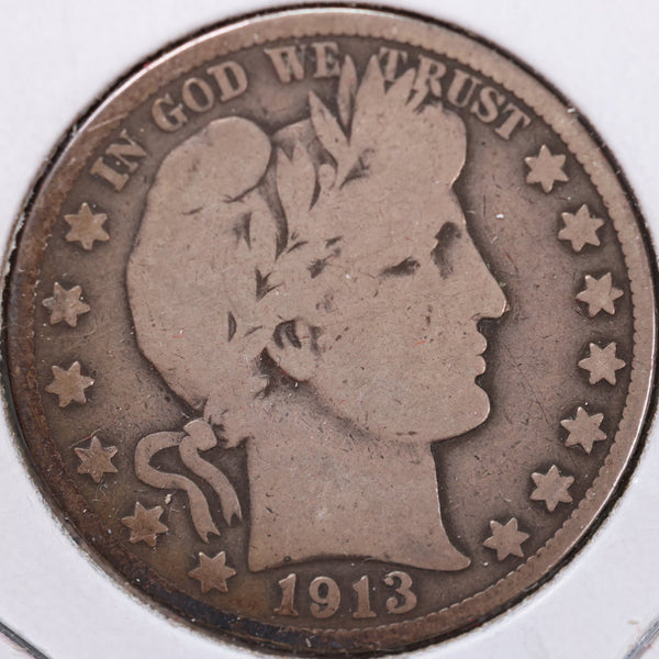 1913-S Barber Half Dollar, Very Good Circulated Coin, Store #H913S04