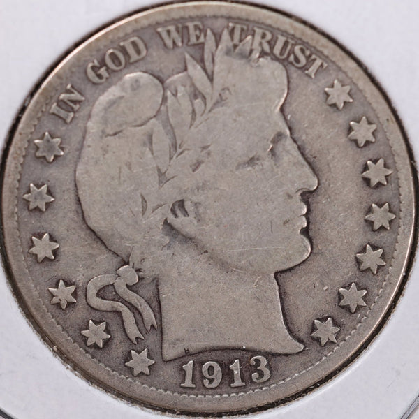 1913-S Barber Half Dollar, Very Good Circulated Coin, Store #H913S05