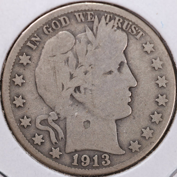 1913-S Barber Half Dollar, Good+ Circulated Coin, Store #H913S06