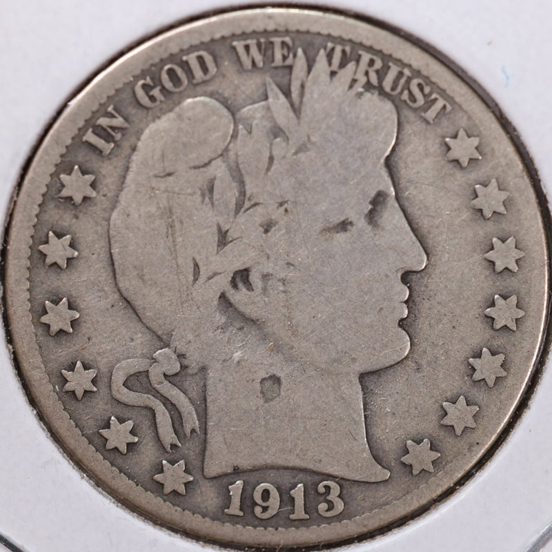 1913-S Barber Half Dollar, Good+ Circulated Coin, Store