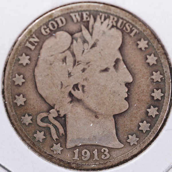 1913-S Barber Half Dollar, Good+ Circulated Coin, Store #H913S07